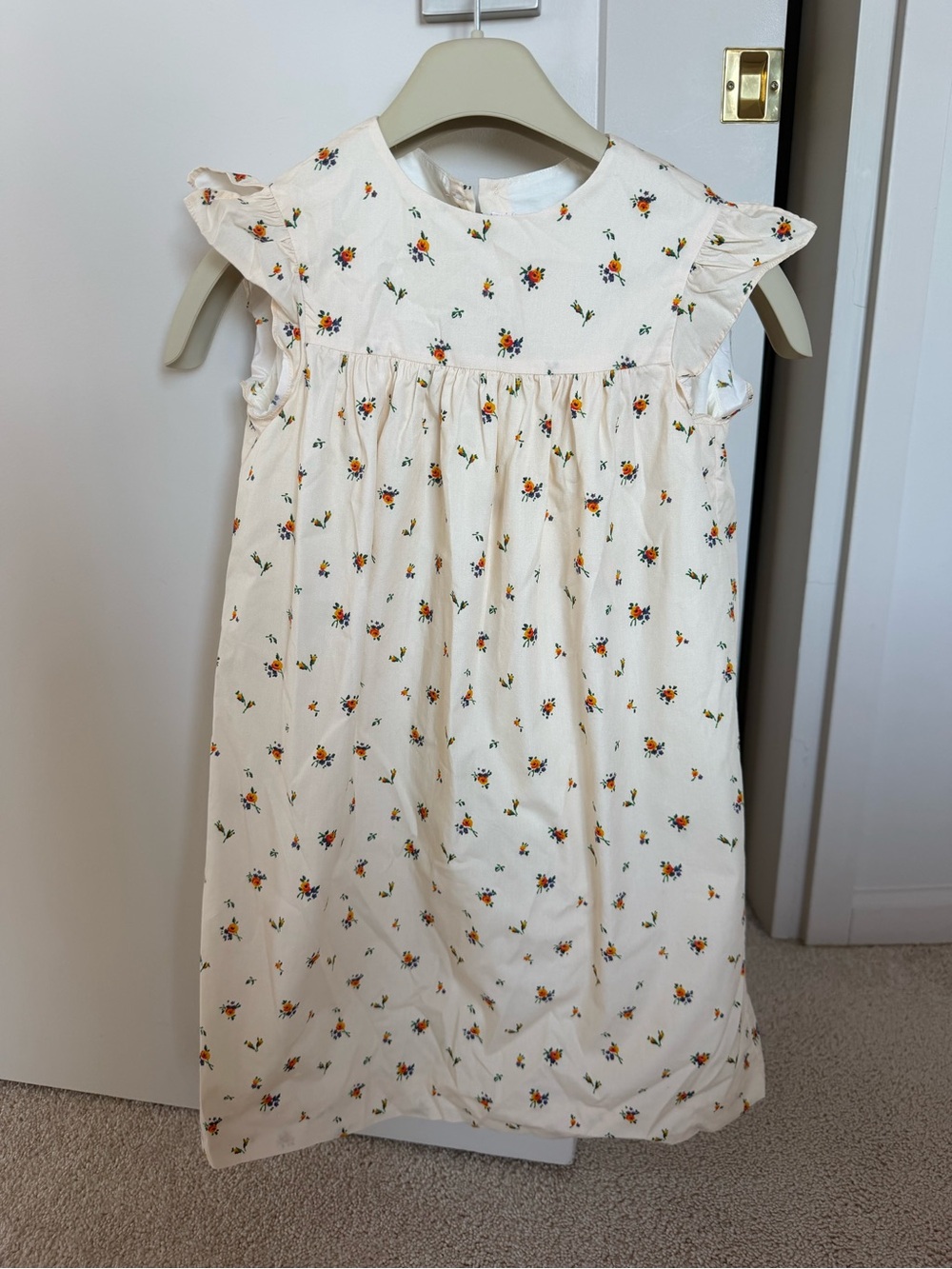 Bonpoint Cream Dress with Orange and Green Floral Print